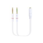 Cabo de Divisão Áudio Nanocable Jack 3,5/F 3 PINOS - 2x Jack 3,5/M 4 PINOS 20 CM Branco