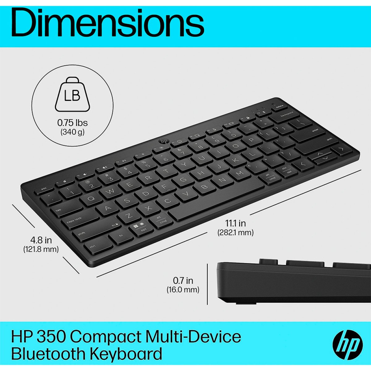 Teclado HP 350 Compact Multi-Device Bluetooth PT Preto - Image 5