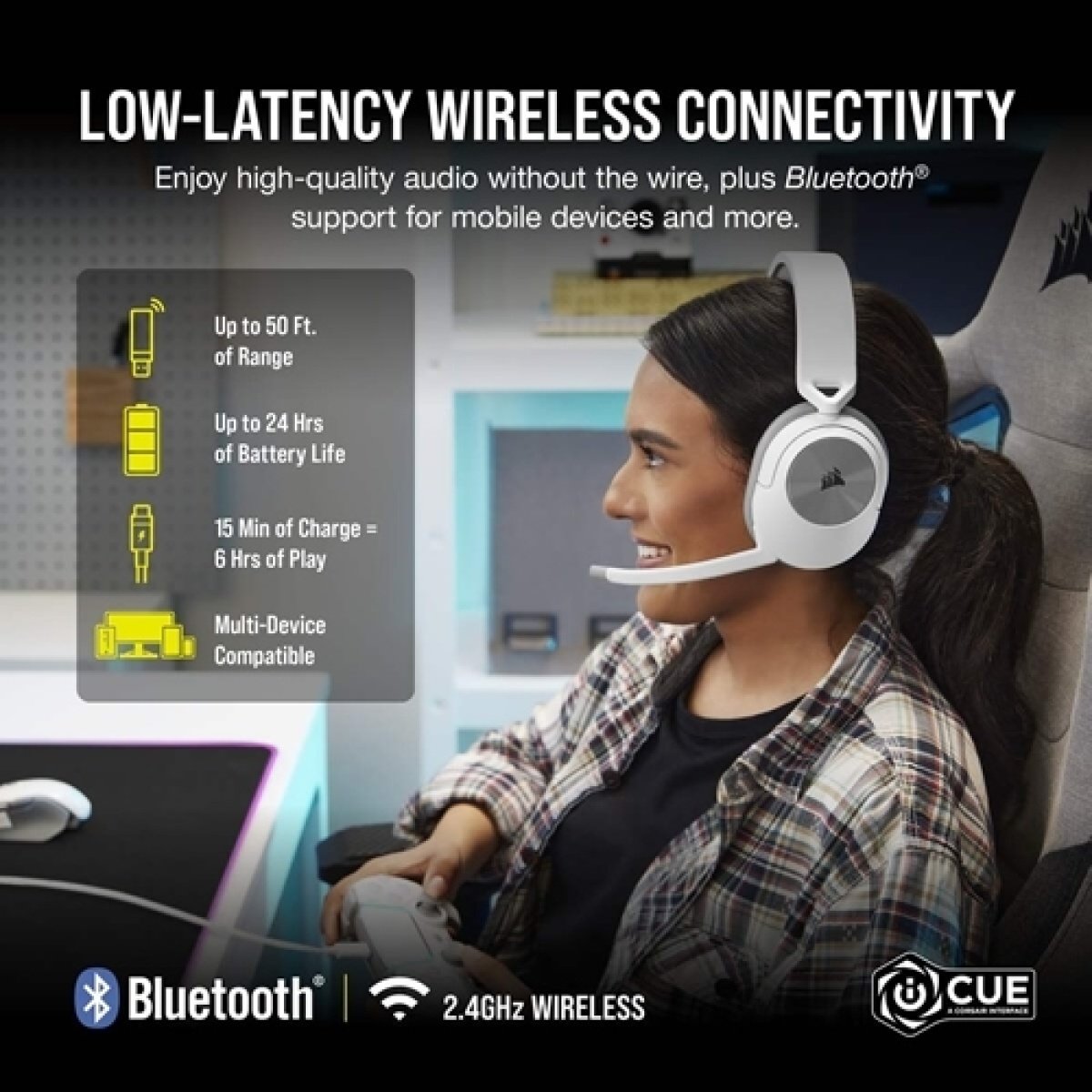 Headset Corsair HS55 7.1 Wireless Branco - Image 2
