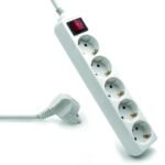 Régua Ewent EW3916 Power Strip 5 Tomadas Schuko 16A com Switch on/off Branca