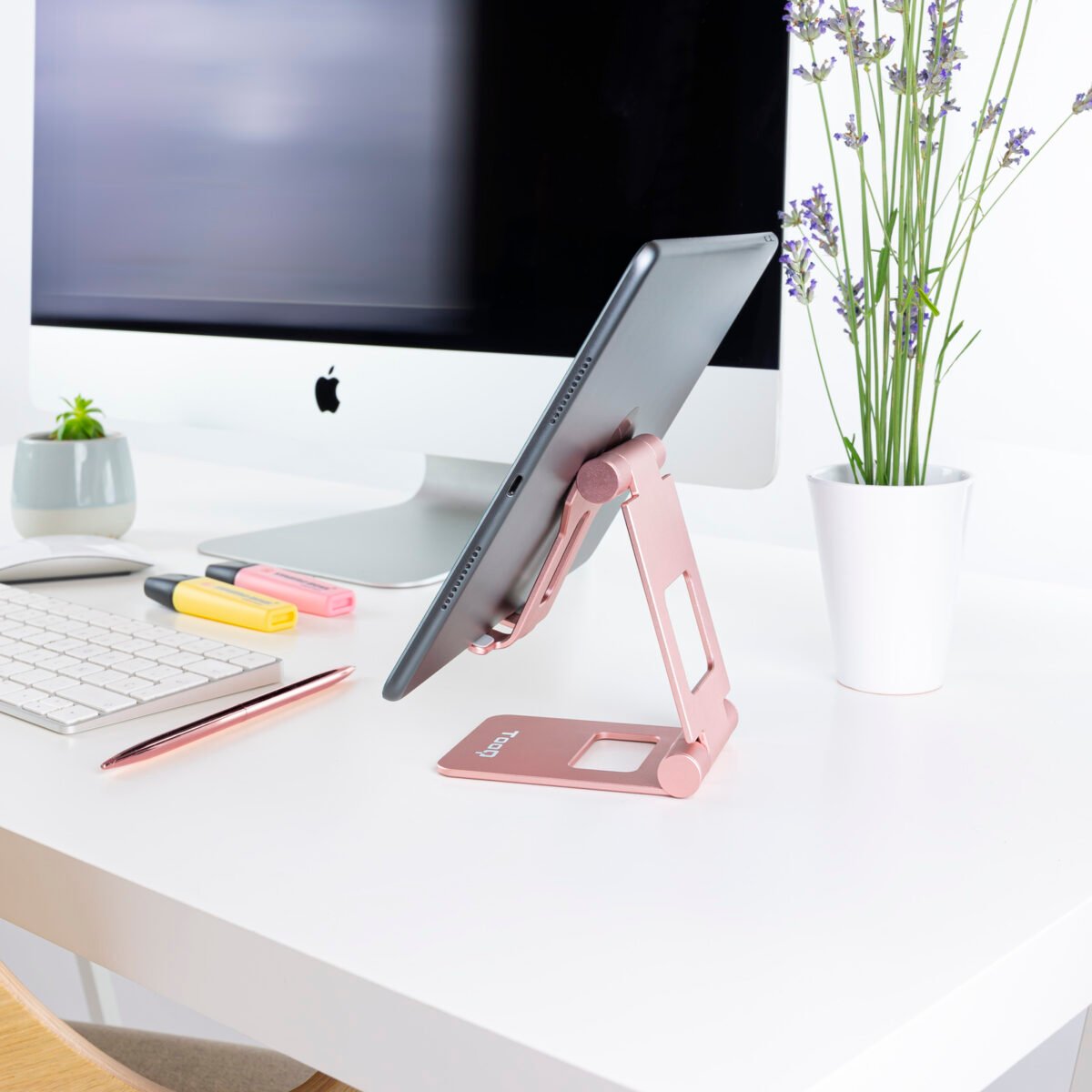 Suporte de Mesa Tooq Ajustável p/ Smartphone/Tablet Max. 10" Rosa - Image 3
