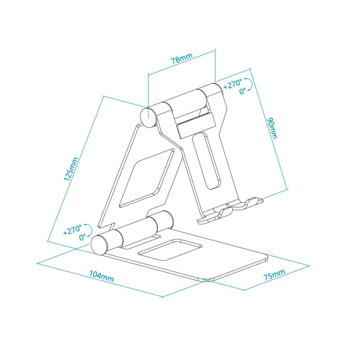 Suporte de Mesa Tooq Ajustável p/ Smartphone/Tablet Max. 10" Rosa - Image 6