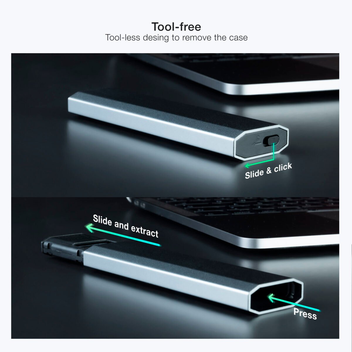 Caixa SSD Tooq M.2 NGFF/NVMe SSD - USB 3.1 Gen 2 Cinza - Image 7