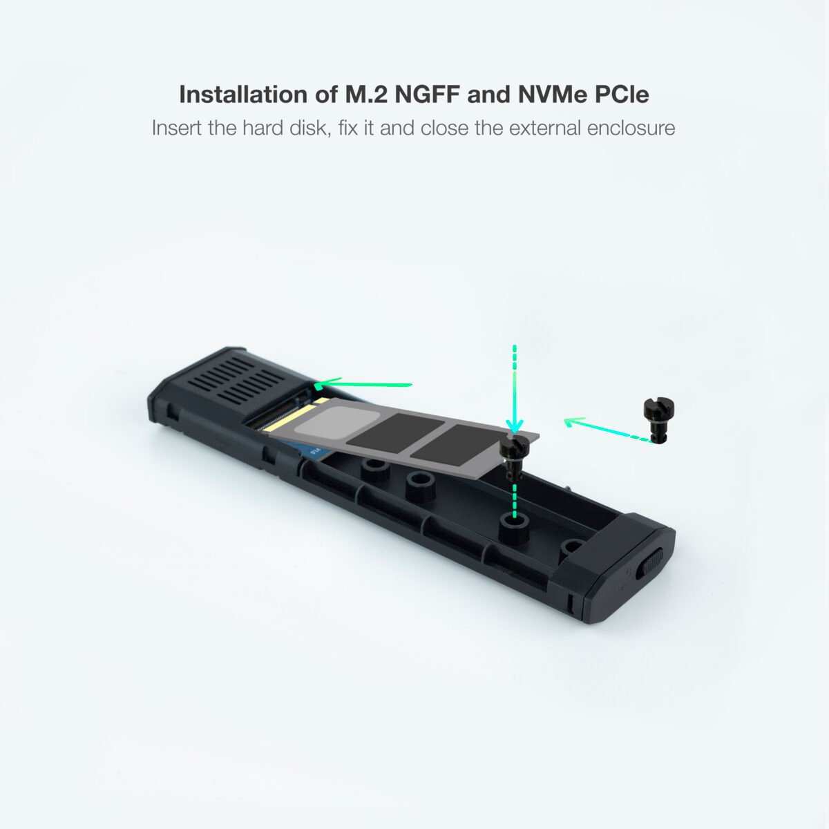 Caixa SSD Tooq M.2 NGFF/NVMe SSD - USB 3.1 Gen 2 Cinza - Image 8