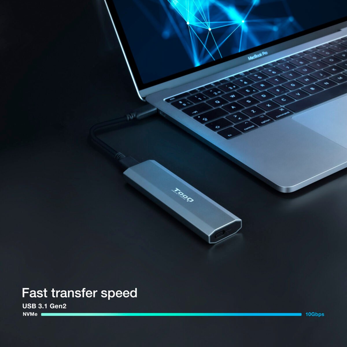 Caixa SSD Tooq M.2 NGFF/NVMe SSD - USB 3.1 Gen 2 Cinza - Image 4
