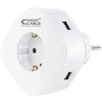 Carregador tomada Nanocable 2 USB A + 1 USB-C e Tomada integrada