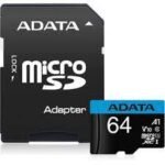 Cartão de Memória 64GB ADATA MICRO SD XC UHS-I CLASS 10 A1 c/ ADAPTADOR SD