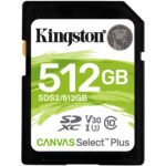 Cartão Memória Kingston Canvas Select Plus C10 U3 V30 UHS-I SDXC 512GB