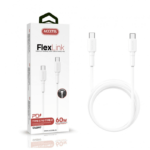 Cabo De Carregamento Rápido  ACCETEL CU2197 60W TPE Tipo-C Para Tipo-C Max.20V 3A (1M) Branco