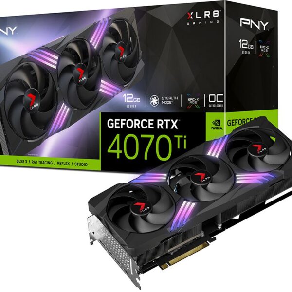 Placa Gráfica PNY GeForce® RTX 4070 Ti XLR8 Gaming VERTO EPIC-X Triple Fan OC 12GD6 DLSS3