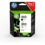 Tinteiro original HP 303 Pack Negro + Tricolor