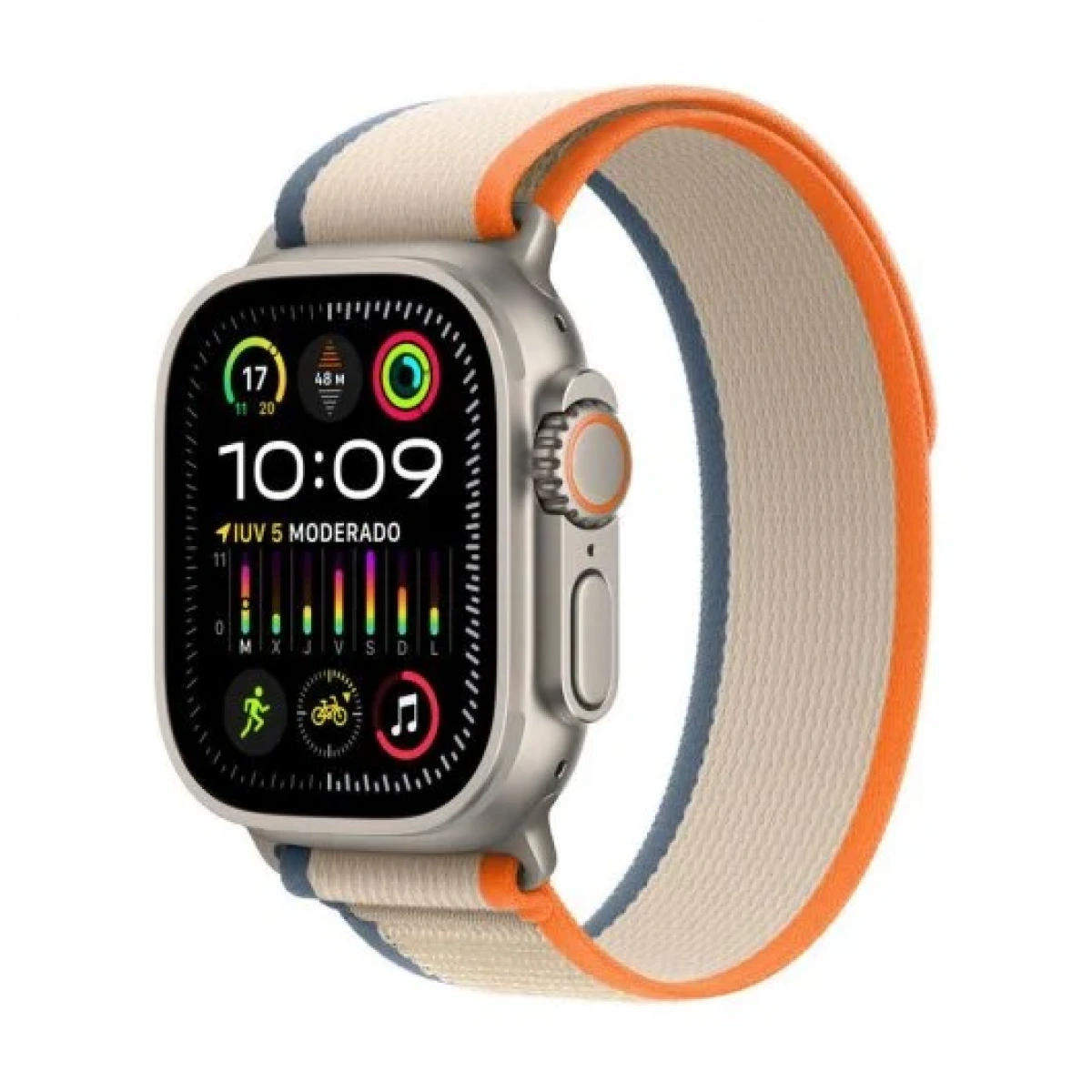 1725 apple watch ultra 2 gps cellular 49mm caja titanio con correa loop trail naranja beige m l
