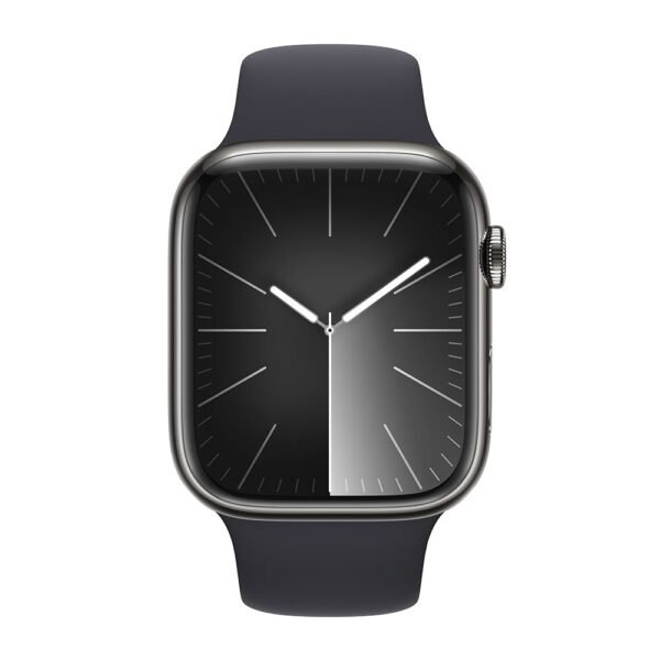 Apple Watch Series 9 GPS + Cellular 45mm Aço Inoxidável Grafite c/ Bracelete Desportiva Meia-Noite-S/M