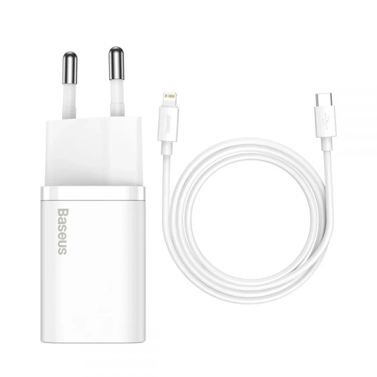 Carregador rápido Baseus super si com cabo type-c para lightning 1m branco - Image 1