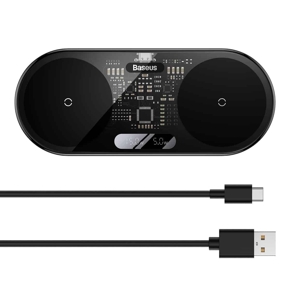 Carregador Wireless Baseus Dual USB-C 20W Preto - Image 1