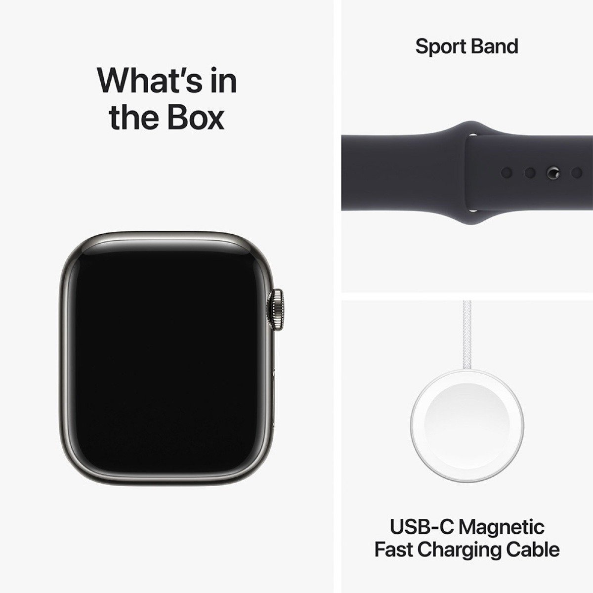 Apple Watch Series 9 GPS + Cellular 45mm Aço Inoxidável Grafite c/ Bracelete Desportiva Meia-Noite-S/M - Image 2