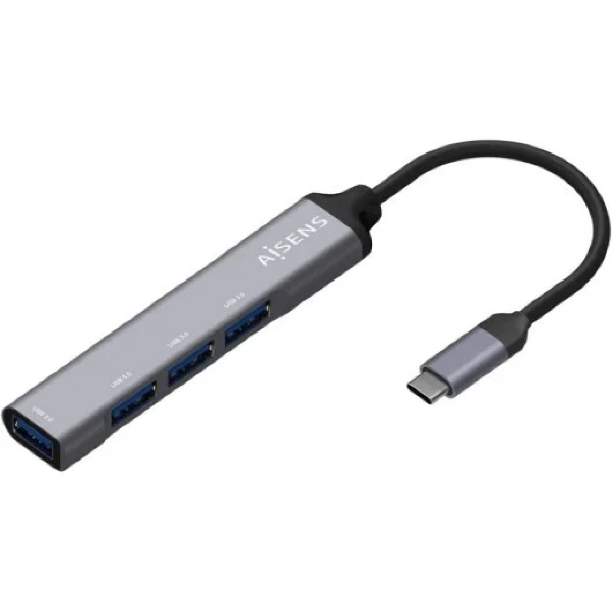 Aisens Adaptador Hub USB 3.1 Tipo C para 4x USB 3.0 Cinzento - Image 1