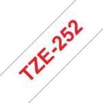 Fita Laminada Compatível Brother TZE-252 - 24mm x 8 metros Vermelho/Branco