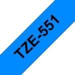 Fita Laminada Compatível Brother TZE-551 - 24mm x 8 metros Preto / Azul