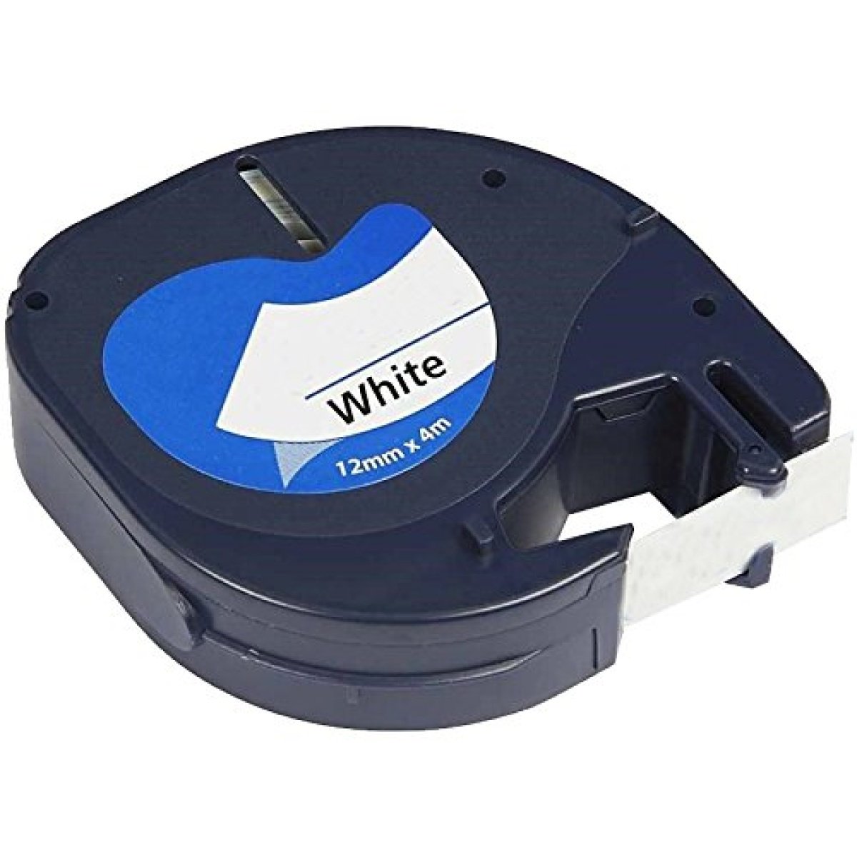 Fita Compatível Dymo LETRATAG 91201 - 12mm x 4 metros Preto/Branco S0721610 - Image 1