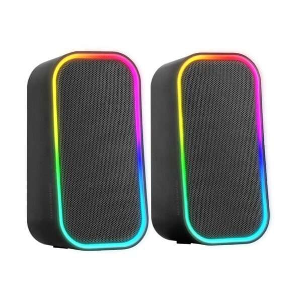 Colunas Gaming RGB Mars Gaming MS-OM 20W Bluetooth 5.3 com Controlador de Volume Pretos