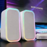 Colunas Gaming RGB 20W Mars Gaming MS-OM Bluetooth 5.3 com Controlador de Volume Brancos - Image 2