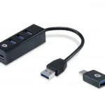 HUB CONCEPTRONIC USB 3.0 4 PORT USB3.0 + ADAPTADOR USB-C PRETO