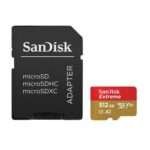 Cartão de Memória SanDisk Extreme microSDXC UHS-I C10 U3 V30 A2 microSDXC 512GB + Adaptador SD