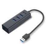 Hub i-tec USB 3.0 3 portas + Adaptador Gigabit Ethernet - Metal