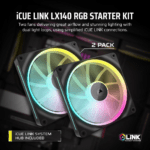 Ventoinhas Corsair PWM iCUE LINK LX140 RGB E Dual 140mm Pretas - Image 4
