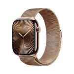 Apple Watch Series 10 GPS + Cellular 42mm Titânio Dourado c/ Bracelete Loop Milanesa Dourada