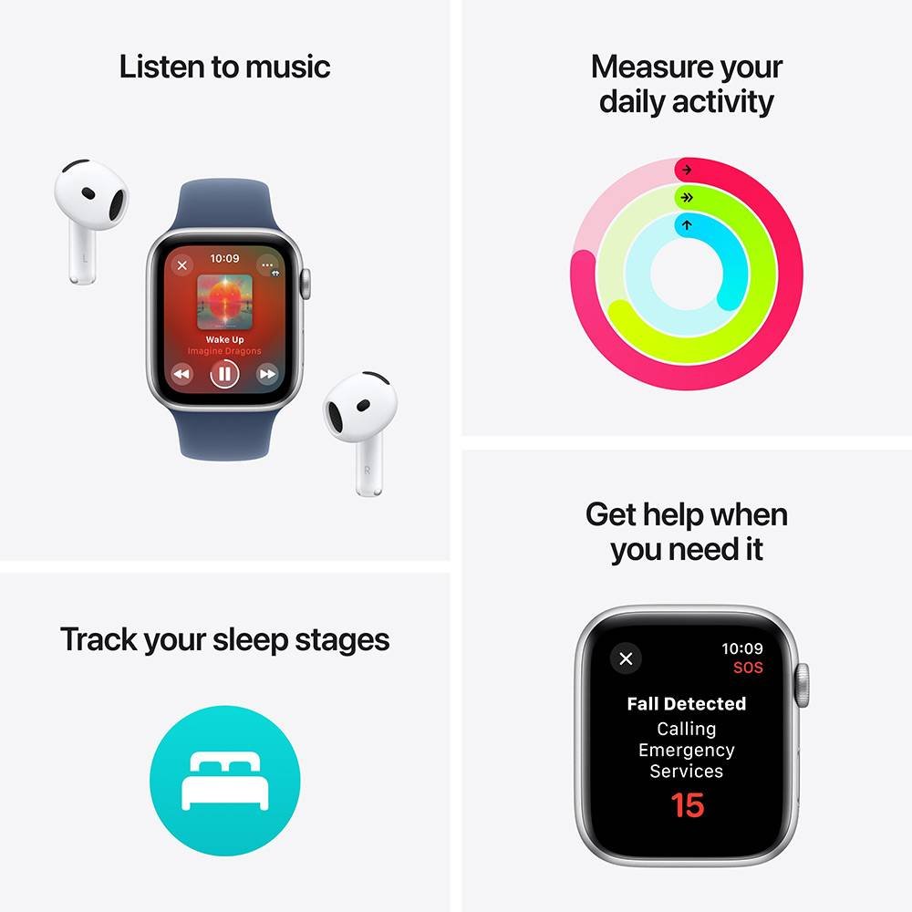 Apple Watch SE (2024) GPS 44mm Alumínio Prateado c/ Loop Desportiva Nuvem Azul - Image 3