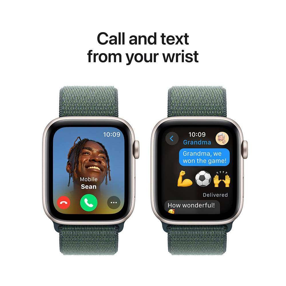 Apple Watch SE (2024) GPS 44mm Alumínio Luz das Estrelas c/ Loop Desportiva Verde Lago - Image 3
