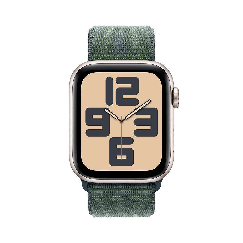 Apple Watch SE (2024) GPS 44mm Alumínio Luz das Estrelas c/ Loop Desportiva Verde Lago - Image 7