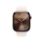 Apple Watch Series 10 GPS + Cellular 42mm Titânio Dourado c/ Bracelete Desportiva Luz das Estrelas - Medium/Large - Image 9