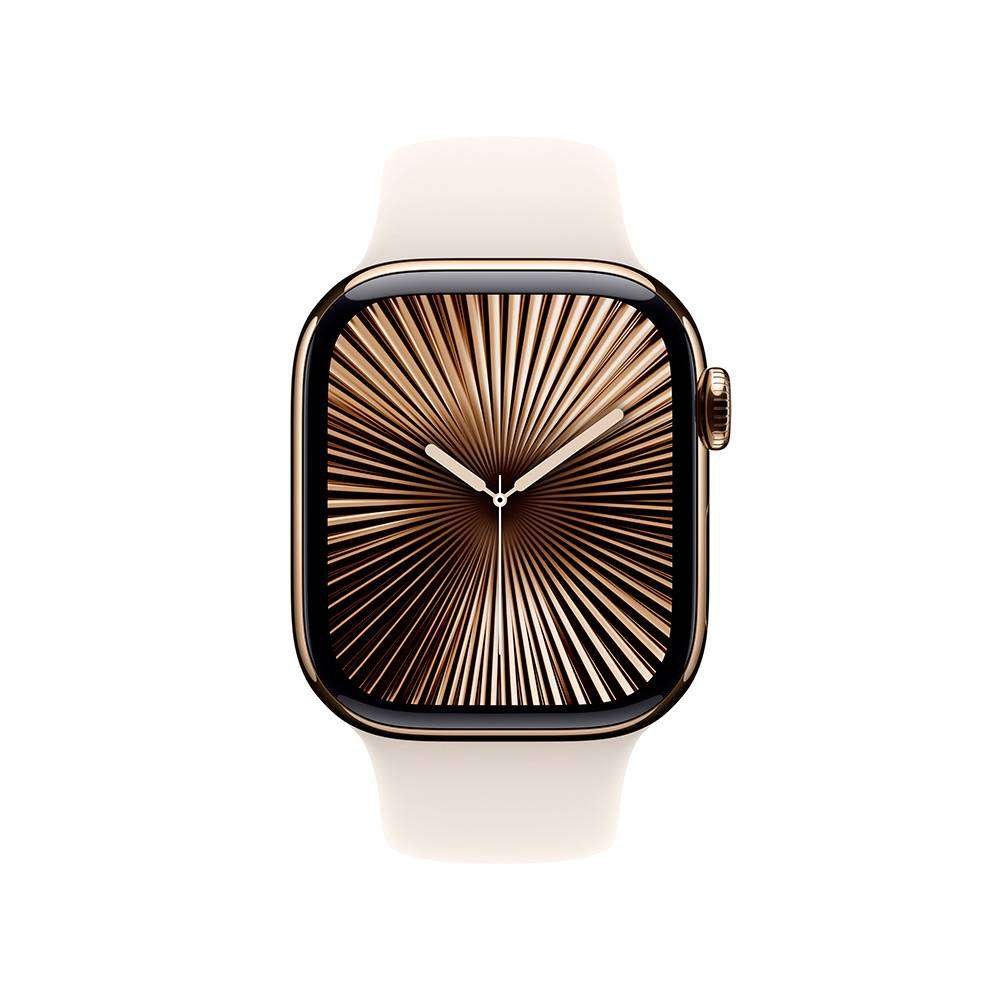 Apple Watch Series 10 GPS + Cellular 42mm Titânio Dourado c/ Bracelete Desportiva Luz das Estrelas - Medium/Large - Image 9