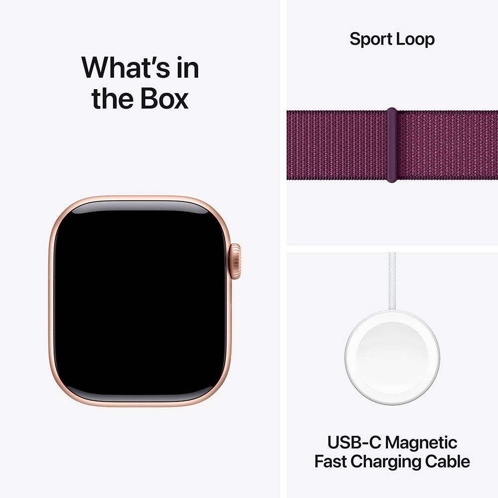 Apple Watch Series 10 GPS 42mm Alumínio Rosa-dourado c/ Bracelete Loop Desportiva Ameixa - Image 3