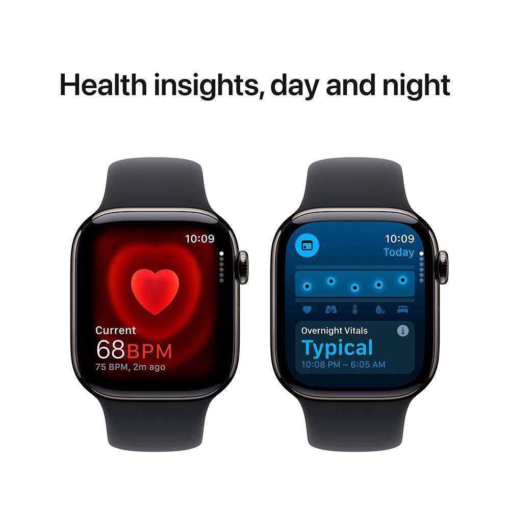 Apple Watch Series 10 GPS + Cellular 42mm Titânio Ardósia c/ Bracelete Desportiva Preta - Small/Medium - Image 7