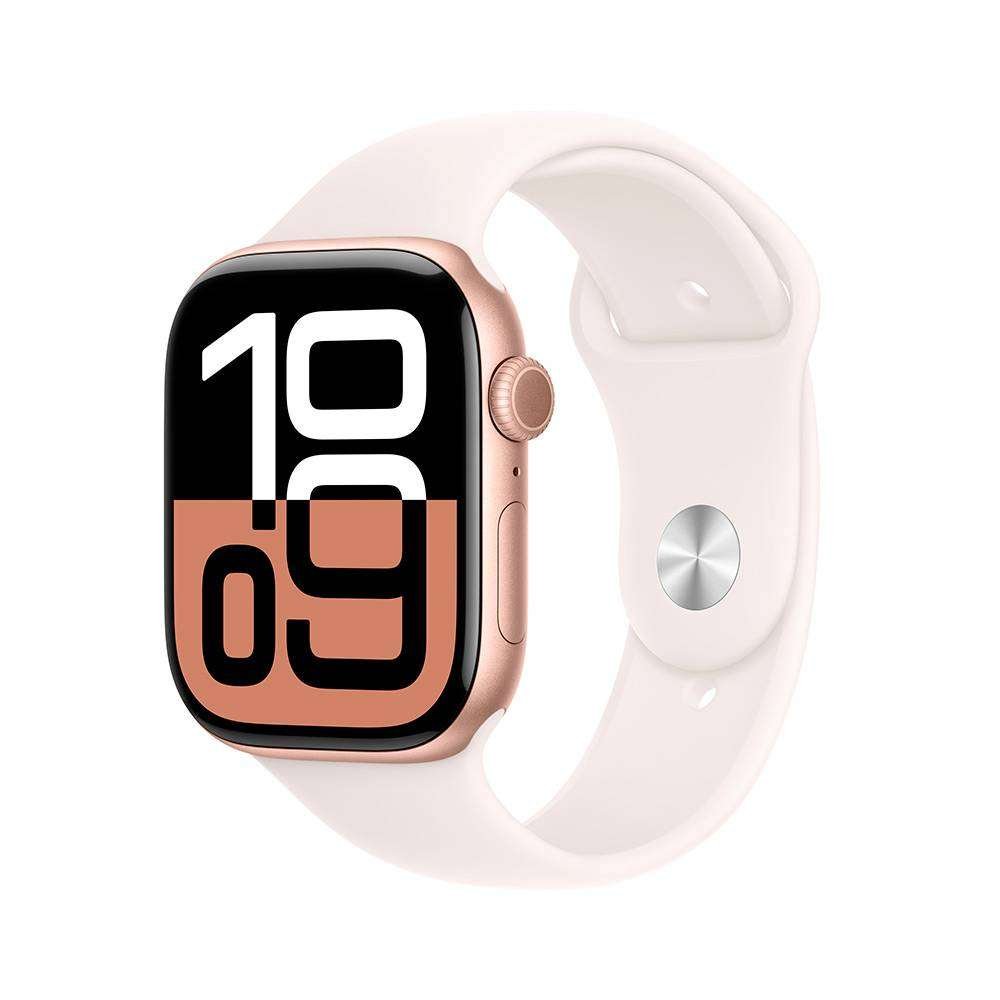 Apple Watch Series 10 GPS 42mm Alumínio Rosa-Dourado c/ Bracelete Desportiva Rosa leve - Small/Medium - Image 1
