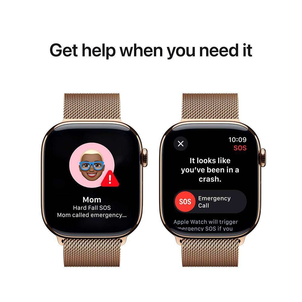 Apple Watch Series 10 GPS + Cellular 42mm Titânio Dourado c/ Bracelete Loop Milanesa Dourada - Image 3