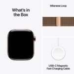 Apple Watch Series 10 GPS + Cellular 42mm Titânio Dourado c/ Bracelete Loop Milanesa Dourada - Image 6