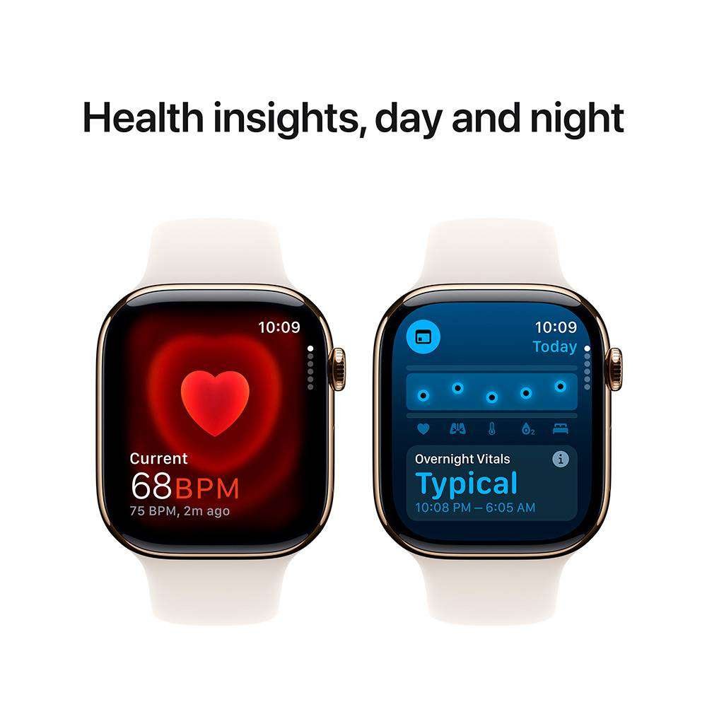 Apple Watch Series 10 GPS + Cellular 46mm Titânio Dourado c/ Bracelete Desportiva Luz das Estrelas - Medium/Large - Image 6