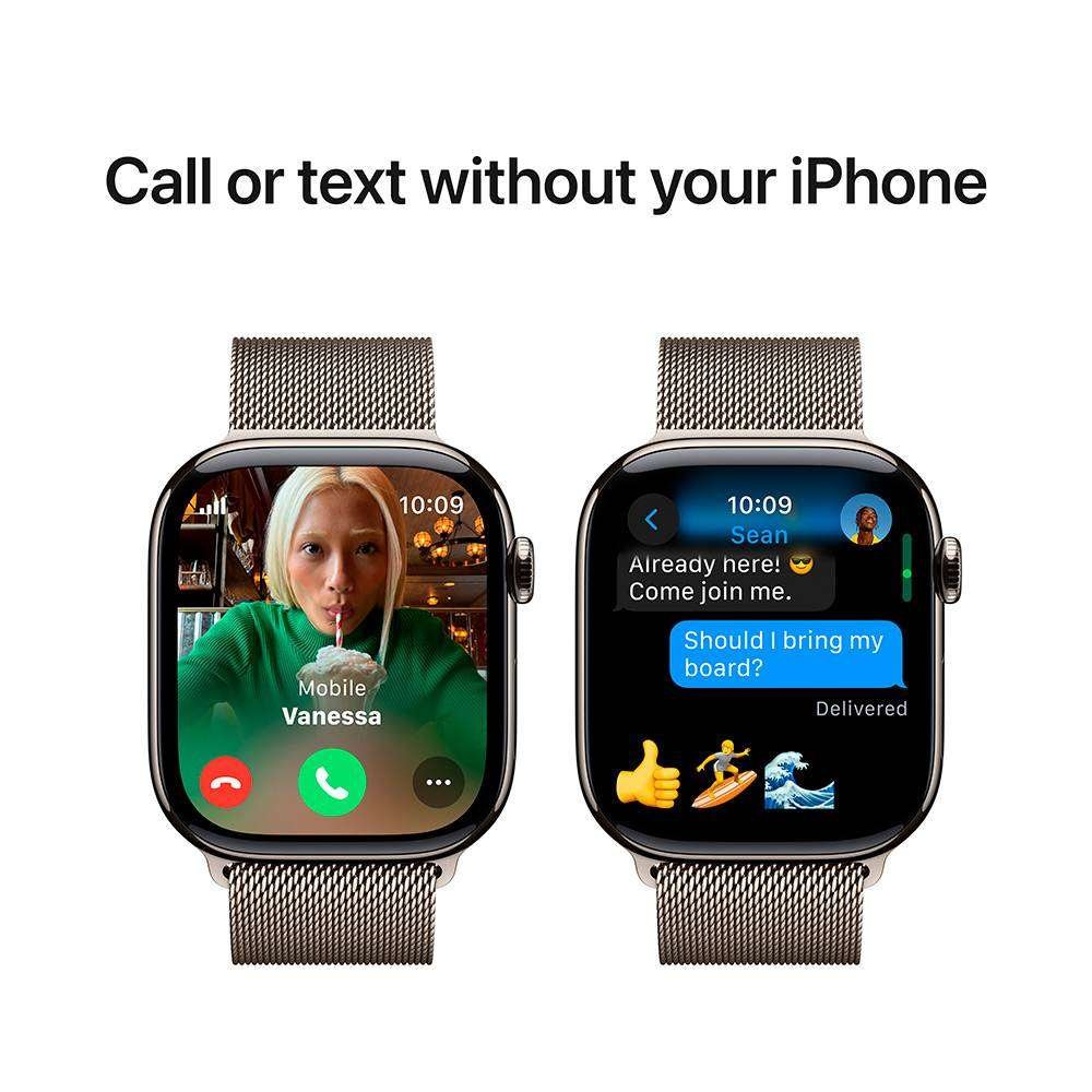 Apple Watch Series 10 GPS + Cellular 46mm Titânio Natural c/ Bracelete Loop Milanesa Natural - Small/Medium - Image 6