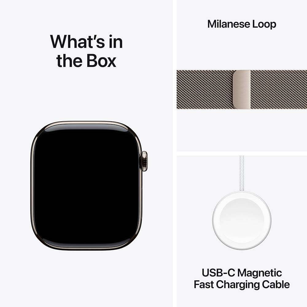 Apple Watch Series 10 GPS + Cellular 46mm Titânio Natural c/ Bracelete Loop Milanesa Natural - Small/Medium - Image 3