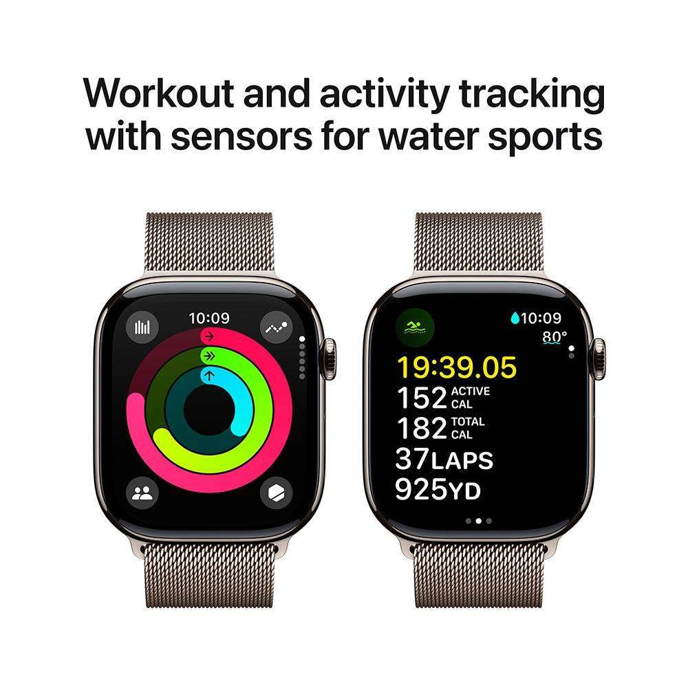 Apple Watch Series 10 GPS + Cellular 46mm Titânio Natural c/ Bracelete Loop Milanesa Natural - Small/Medium - Image 5