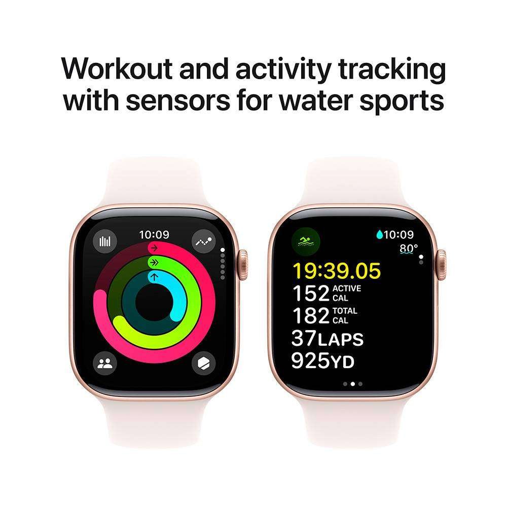 Apple Watch Series 10 GPS 42mm Alumínio Rosa-Dourado c/ Bracelete Desportiva Rosa leve - Small/Medium - Image 8