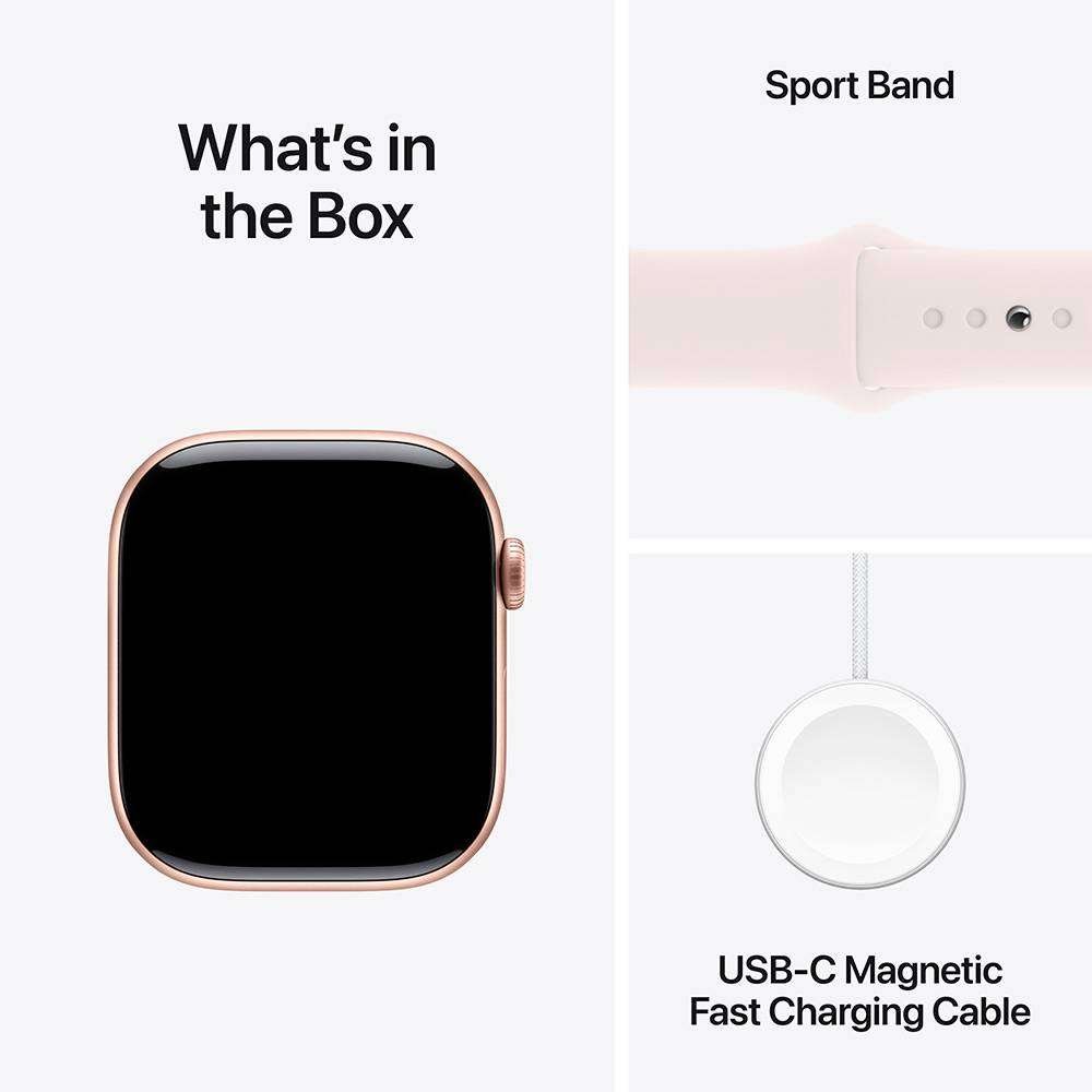 Apple Watch Series 10 GPS 42mm Alumínio Rosa-Dourado c/ Bracelete Desportiva Rosa leve - Small/Medium - Image 3