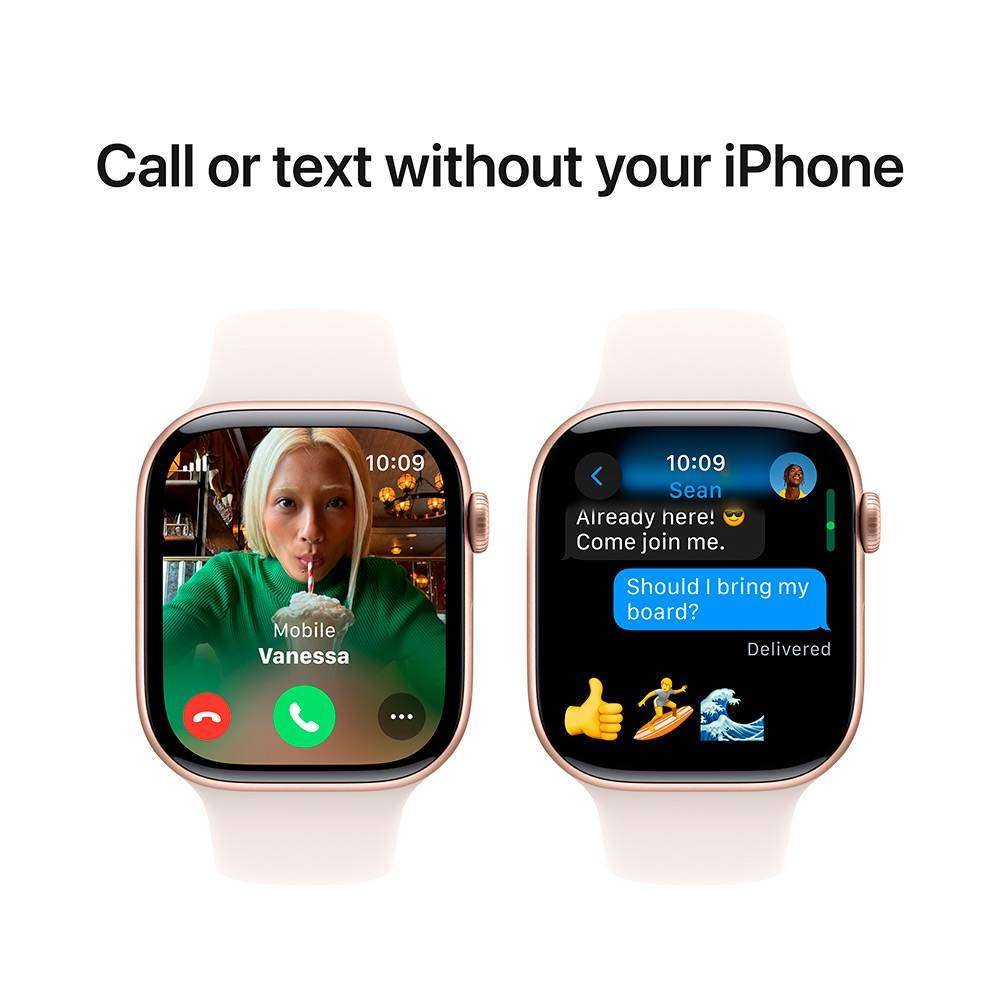 Apple Watch Series 10 GPS 42mm Alumínio Rosa-Dourado c/ Bracelete Desportiva Rosa leve - Small/Medium - Image 5