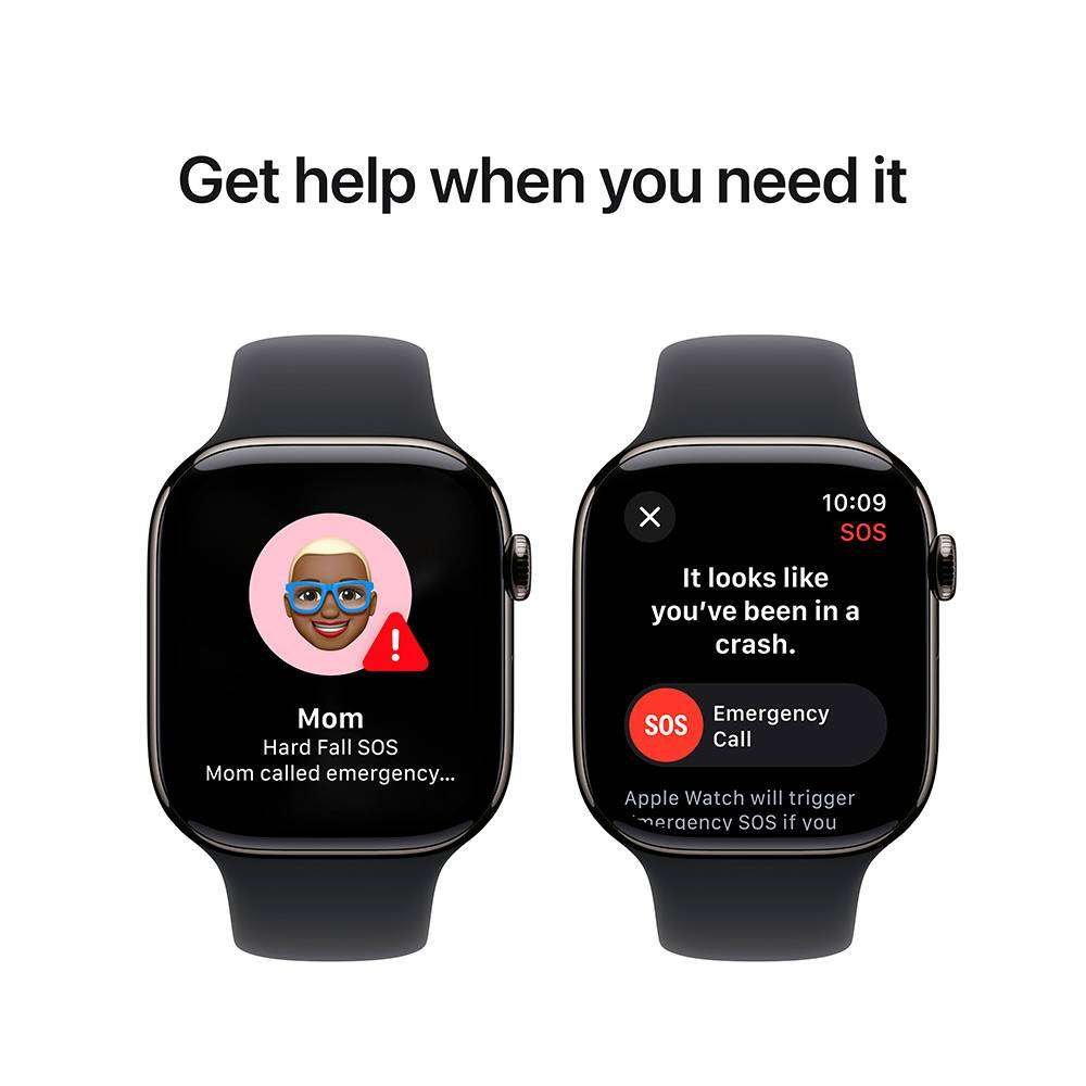 Apple Watch Series 10 GPS + Cellular 46mm Titânio Ardósia c/ Bracelete Desportiva Preta - Medium/Large - Image 5