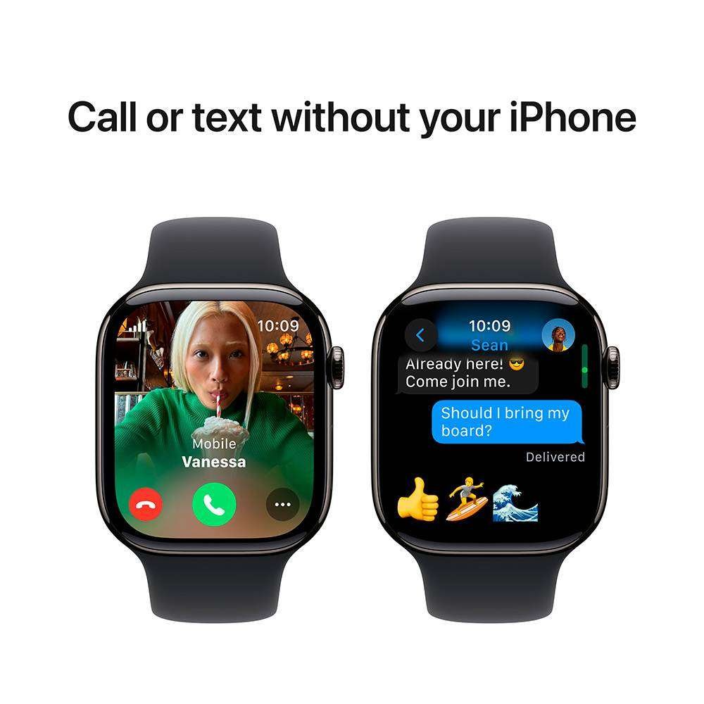 Apple Watch Series 10 GPS + Cellular 46mm Titânio Ardósia c/ Bracelete Desportiva Preta - Medium/Large - Image 4